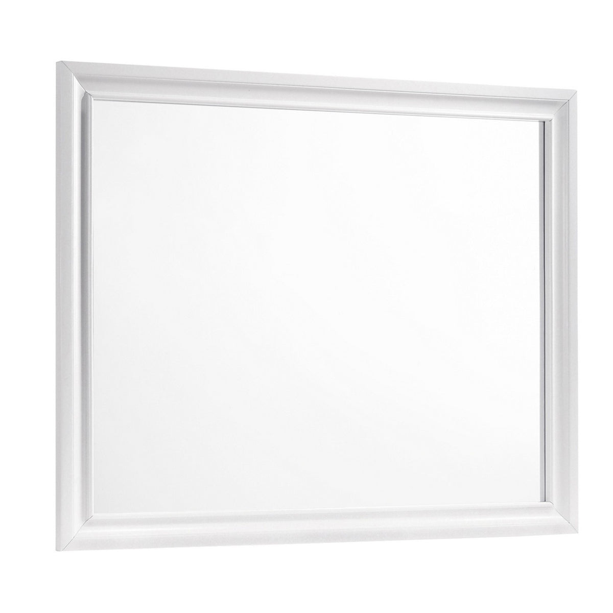 Wall Mirror with Rectangular Molded Wooden Frame, White  - BM246085