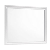 Wall Mirror with Rectangular Molded Wooden Frame, White  - BM246085