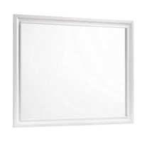 Wall Mirror with Rectangular Molded Wooden Frame, White  - BM246085