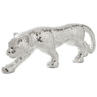 Mirrored Standing Panther with Glass Mosaic Pattern, Silver  - BM246971