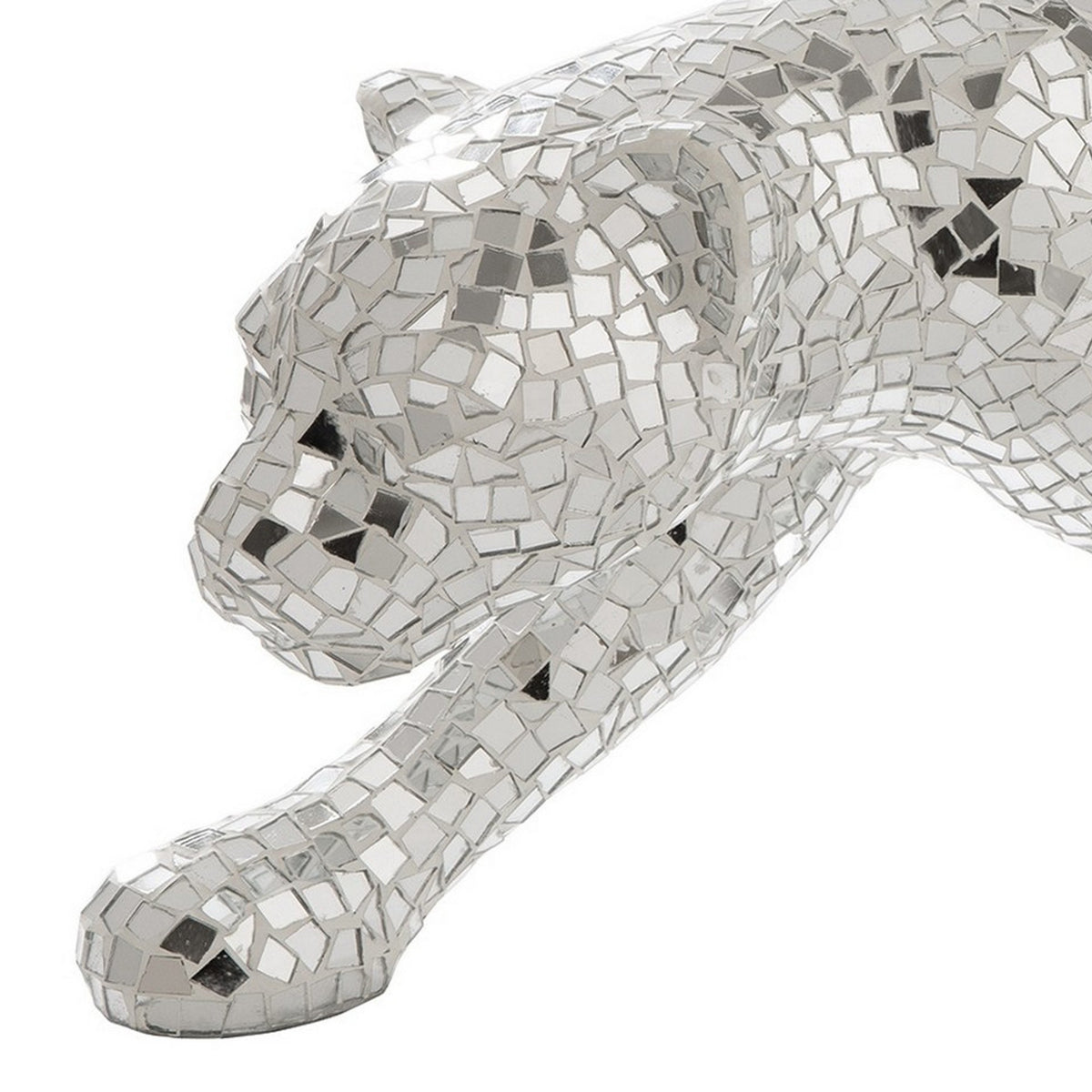 Mirrored Standing Panther with Glass Mosaic Pattern, Silver  - BM246971