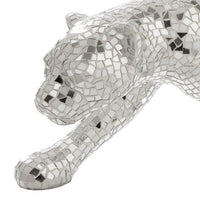 Mirrored Standing Panther with Glass Mosaic Pattern, Silver  - BM246971