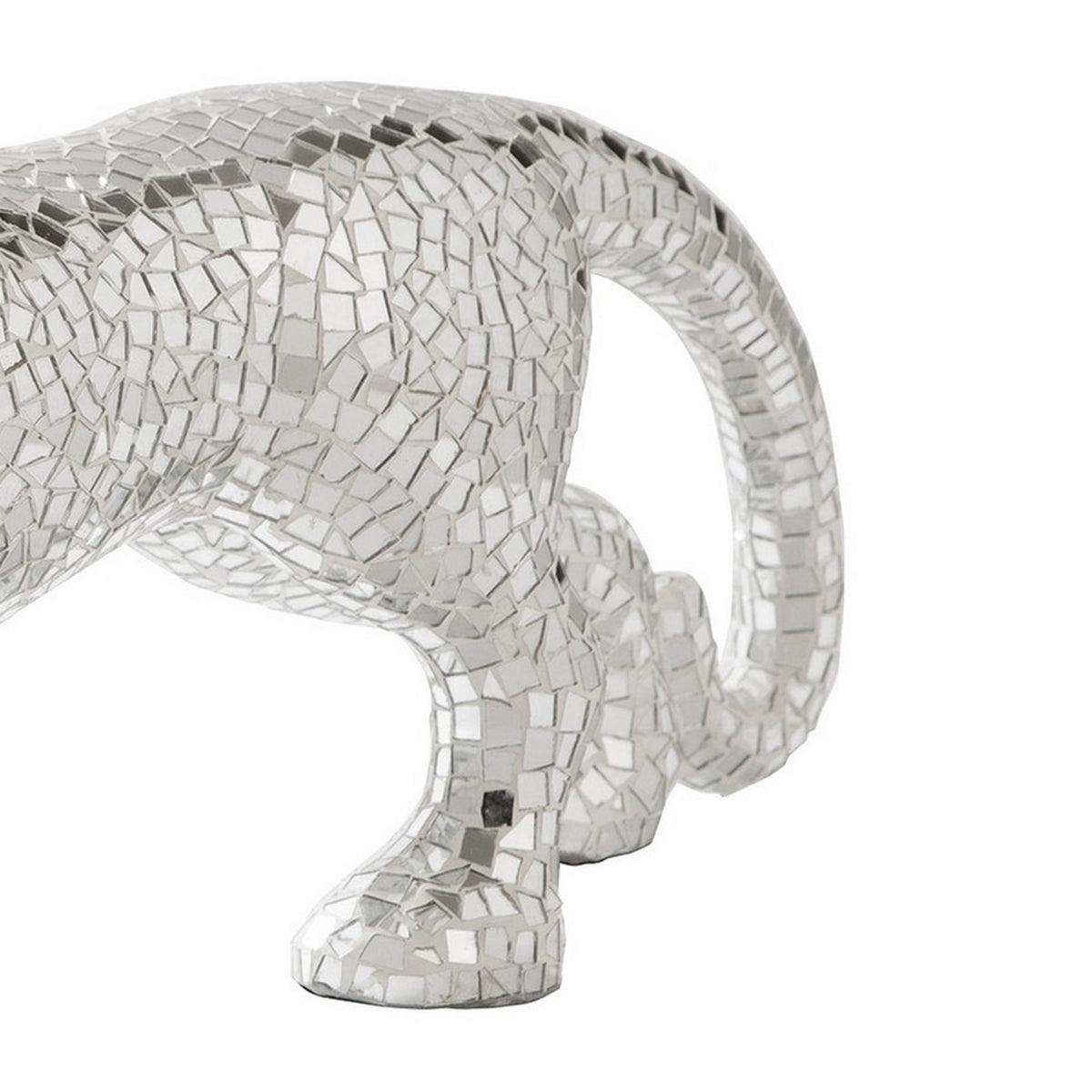 Mirrored Standing Panther with Glass Mosaic Pattern, Silver  - BM246971