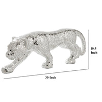 Mirrored Standing Panther with Glass Mosaic Pattern, Silver  - BM246971