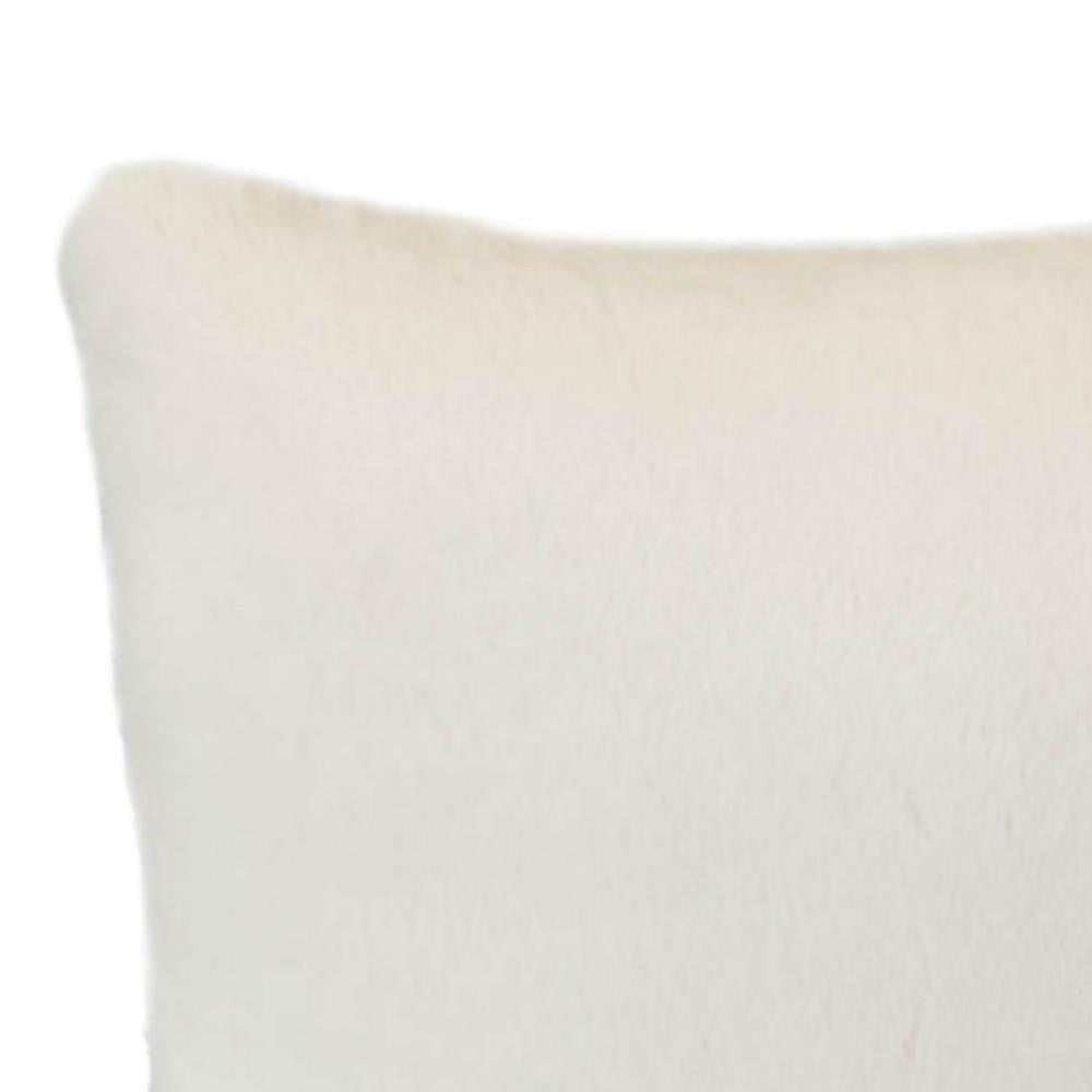 Faux Fur Pillow with Removable Cover and Zipper Closure, Set of 2, White By Casagear Home