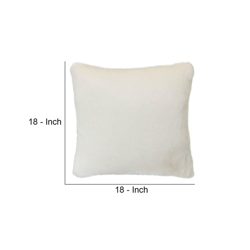 Faux Fur Pillow with Removable Cover and Zipper Closure, Set of 2, White By Casagear Home