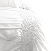 4 Piece Twin Comforter Set with Ruching Details, White  - BM246989