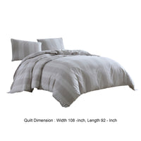 3 Piece King Comforter Set with Vertical Stripes Pattern, White and Brown  - BM246993