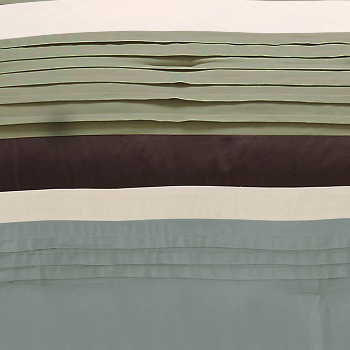 6 Piece King Comforter Set with Pleats and Embroidery, Green and Blue  - BM247005