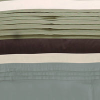 6 Piece King Comforter Set with Pleats and Embroidery, Green and Blue  - BM247005