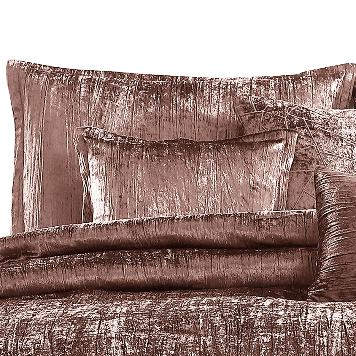 7 Piece Queen Comforter Set with Shimmering Appeal, Pink  - BM247022