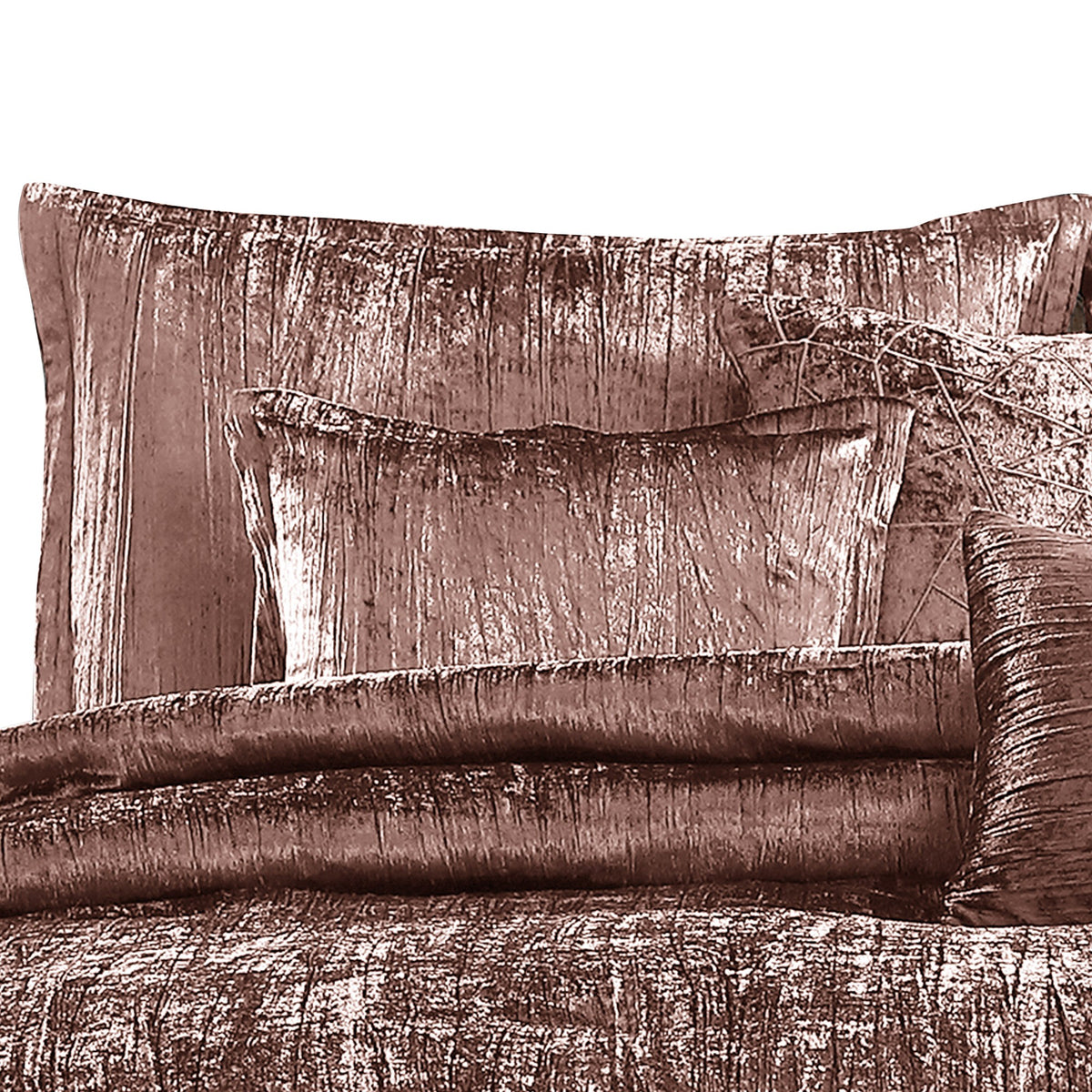 7 Piece King Comforter Set with Shimmering Appeal, Pink  - BM247028