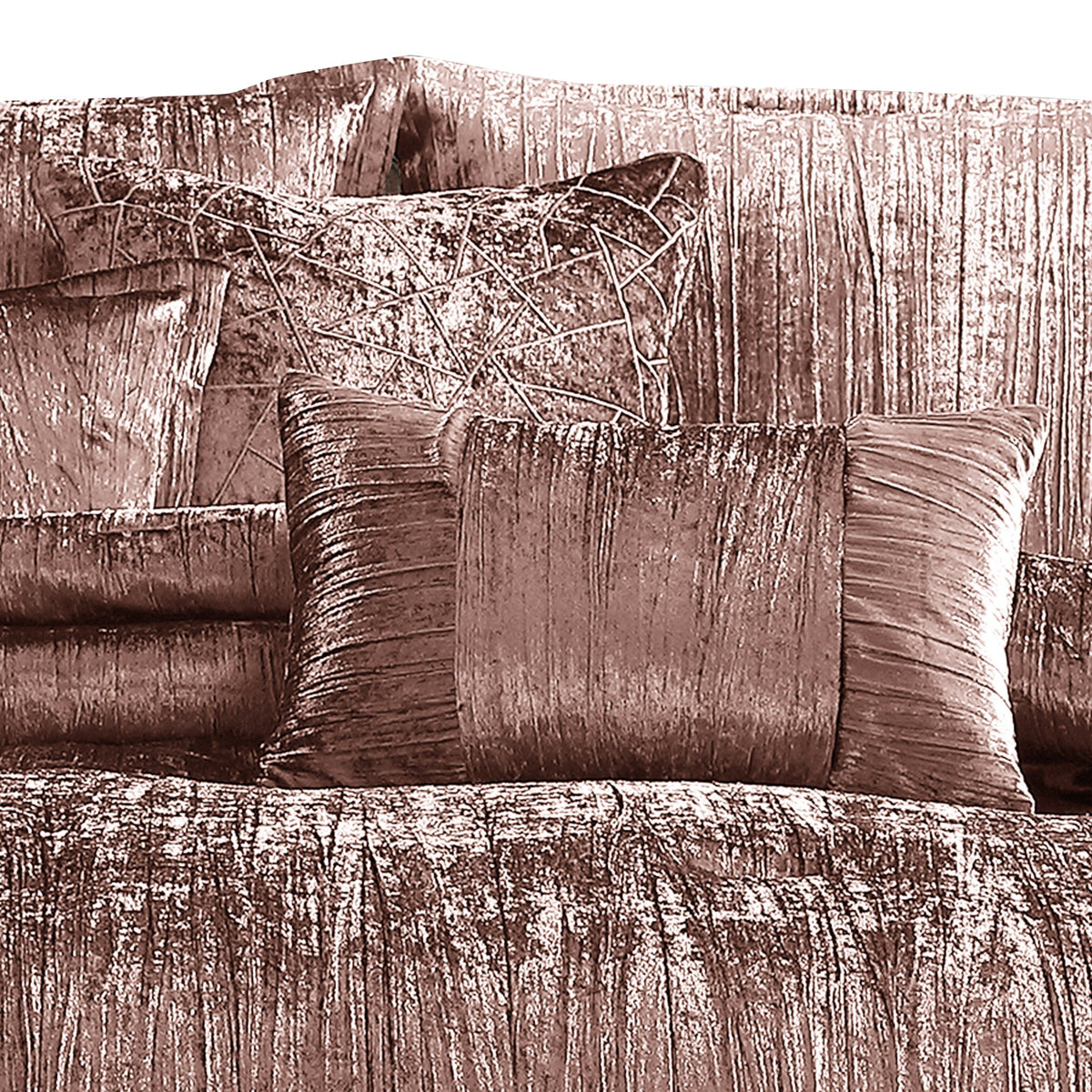 7 Piece King Comforter Set with Shimmering Appeal, Pink  - BM247028