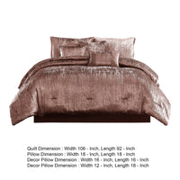 7 Piece King Comforter Set with Shimmering Appeal, Pink  - BM247028