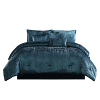 7 Piece King Comforter Set with Shimmering Appeal, Blue  - BM247029