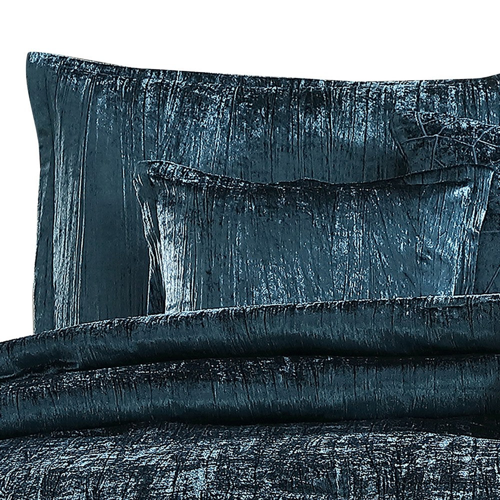 7 Piece King Comforter Set with Shimmering Appeal, Blue  - BM247029