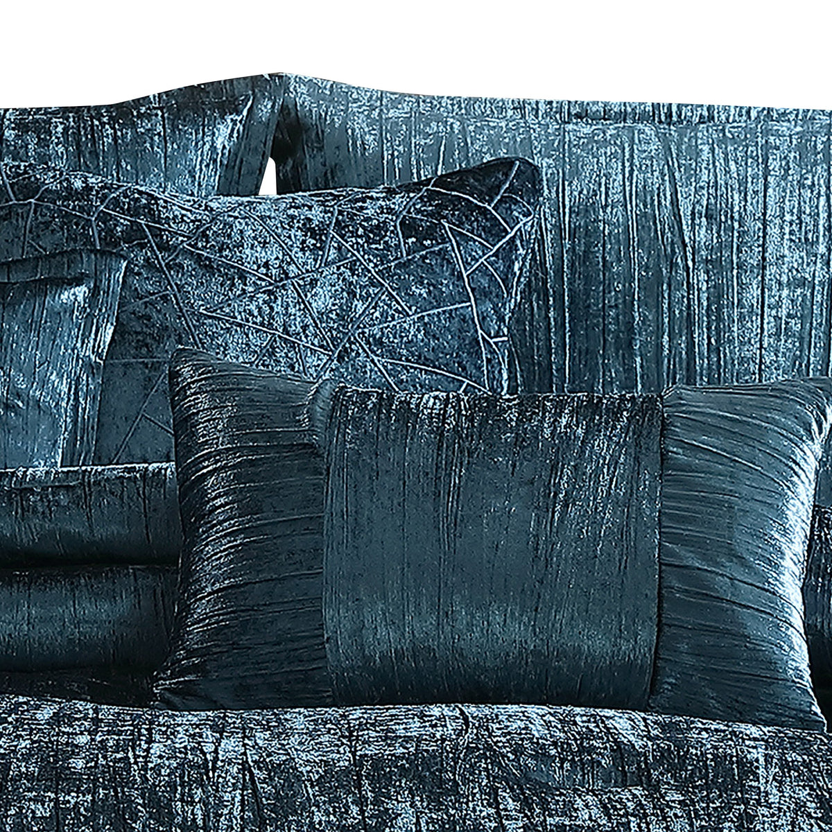 7 Piece King Comforter Set with Shimmering Appeal, Blue  - BM247029