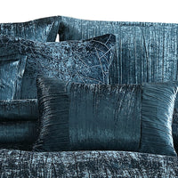 7 Piece King Comforter Set with Shimmering Appeal, Blue  - BM247029