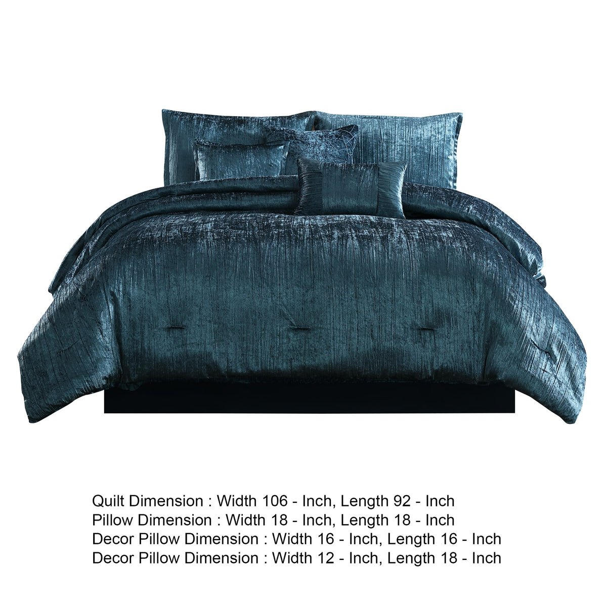 7 Piece King Comforter Set with Shimmering Appeal, Blue  - BM247029