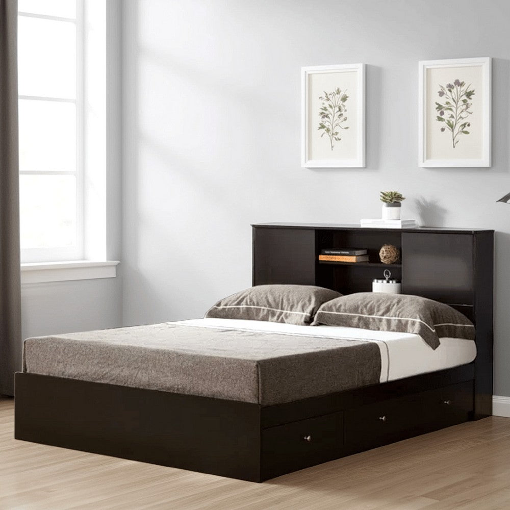 Twin Bookcase Headboard with 2 Sliding Doors, Red Cocoa - BM247076
