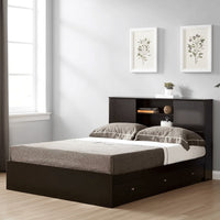Twin Bookcase Headboard with 2 Sliding Doors, Red Cocoa - BM247076
