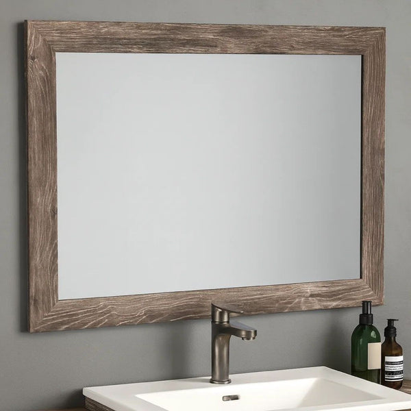 Bedroom Mirror with Replicated Grain Details, Rustic Gray-BM248077