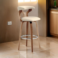 26 Inch Faux Leather Swivel Counter Stool, Brown and Cream - BM248142