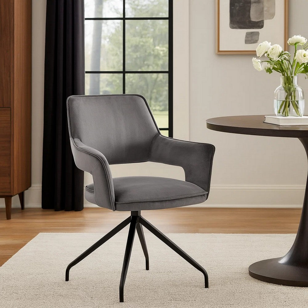 Velvet Upholstered Contemporary Accent Chair, Black and Gray - BM248163