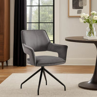 Velvet Upholstered Contemporary Accent Chair, Black and Gray - BM248163