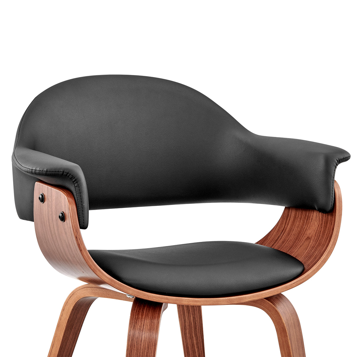 Leatherette Dining Chair with Curved Seat, Black and Brown - BM248192