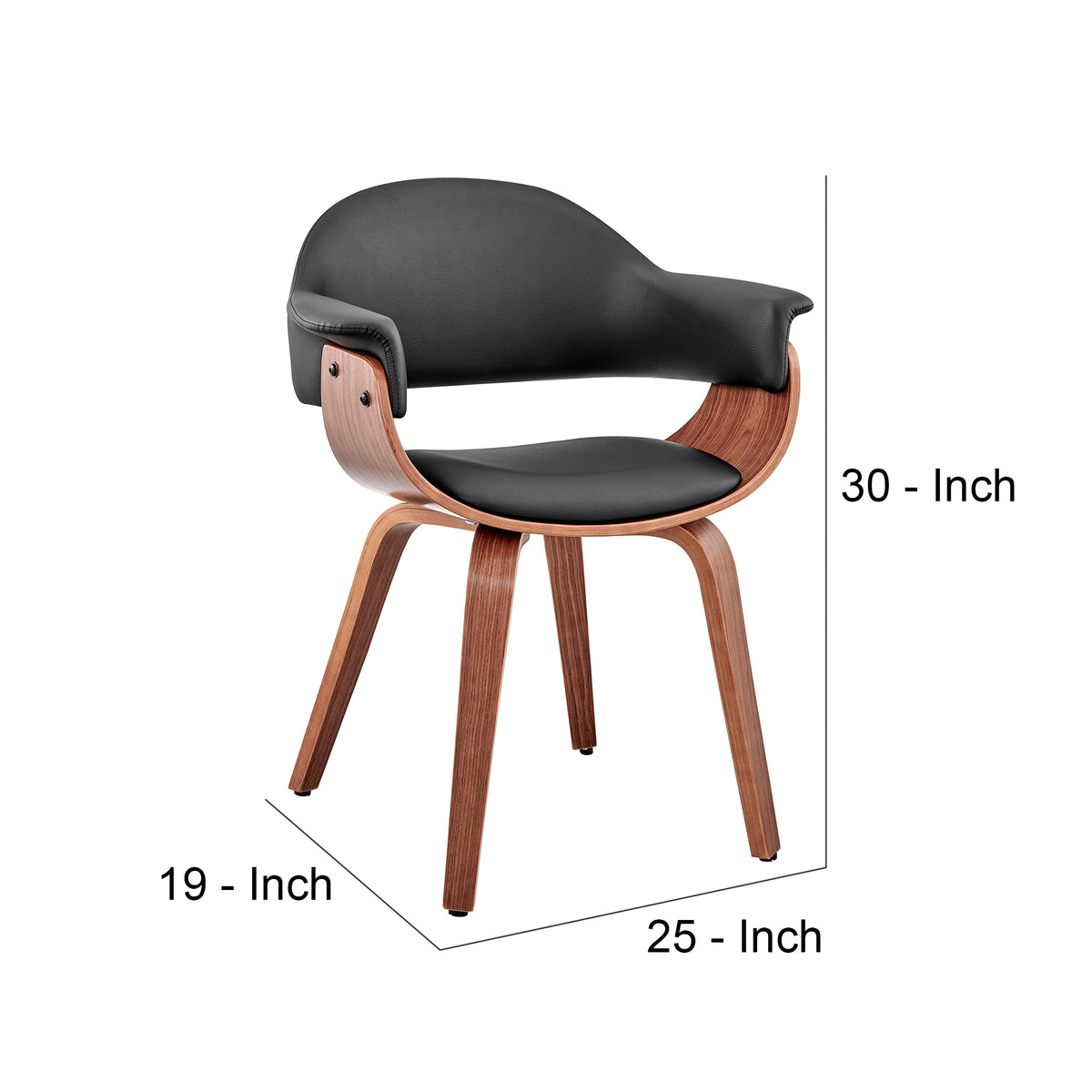 Leatherette Dining Chair with Curved Seat, Black and Brown - BM248192