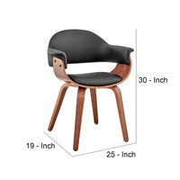 Leatherette Dining Chair with Curved Seat, Black and Brown - BM248192