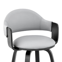 26 Inch Leatherette Barstool with Curved Back, Gray and Black - BM248268