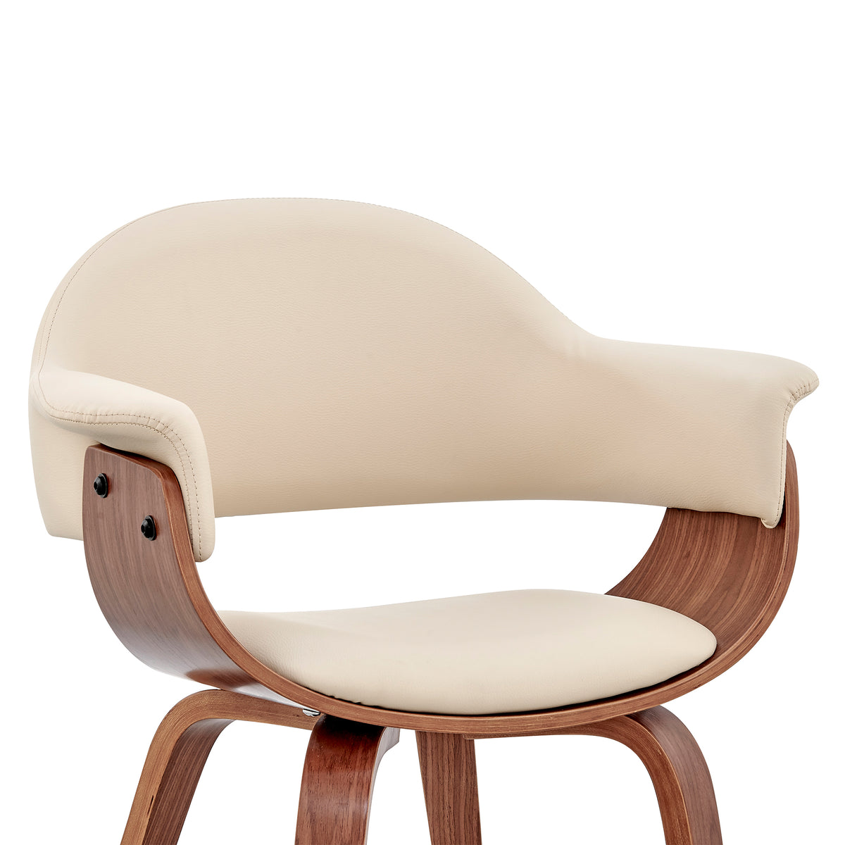 Leatherette Dining Chair with Curved Seat, Cream and Brown - BM248278