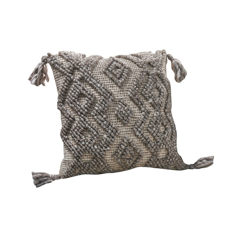 Veria Decorative Pillow Cover with Geometric Texture The Urban Port, Gray By Casagear Home