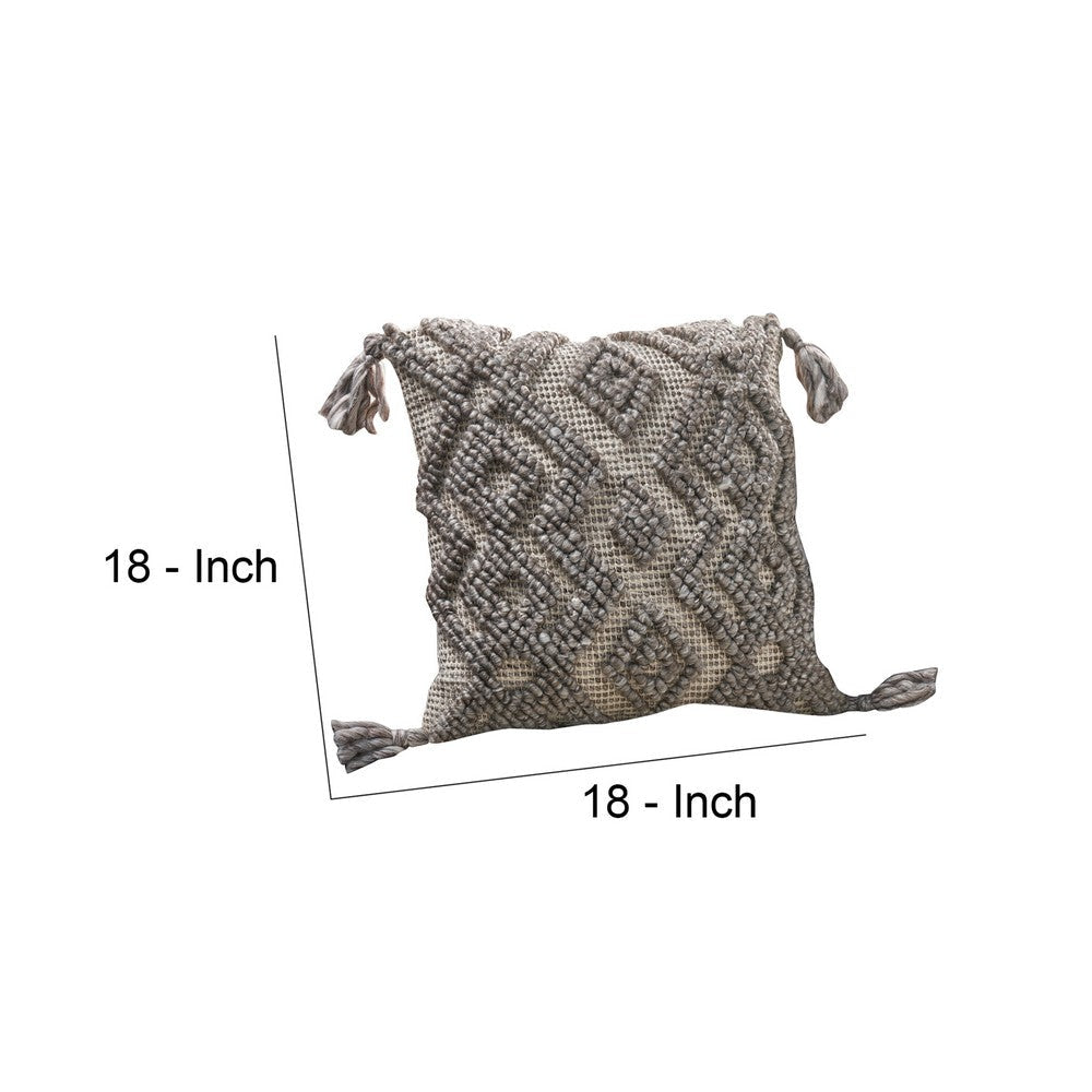 Veria Decorative Pillow Cover with Geometric Texture The Urban Port, Gray By Casagear Home