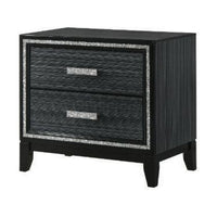 Nightstand with 2 Drawers and Shimmery Details, Black - BM250187