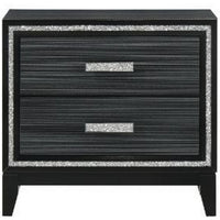 Nightstand with 2 Drawers and Shimmery Details, Black - BM250187