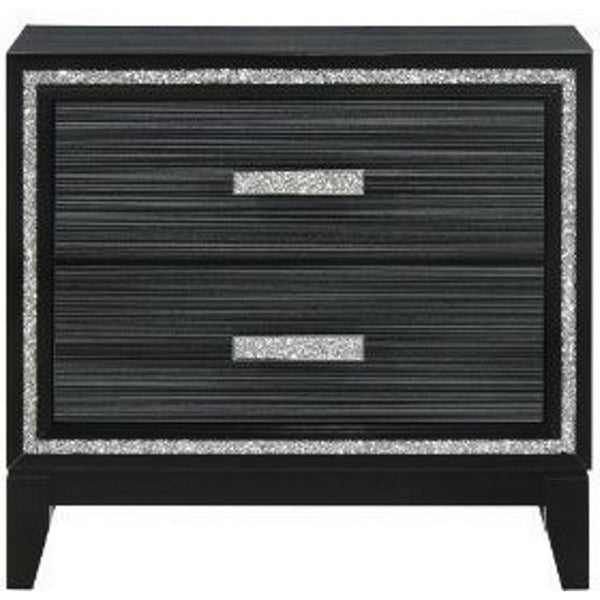 Nightstand with 2 Drawers and Shimmery Details, Black - BM250187