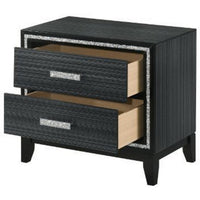 Nightstand with 2 Drawers and Shimmery Details, Black - BM250187