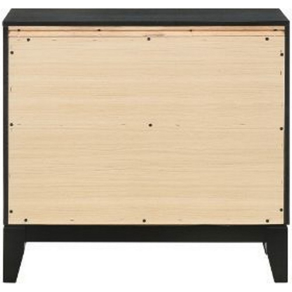 Nightstand with 2 Drawers and Shimmery Details, Black - BM250187