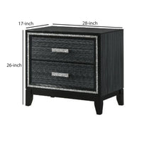 Nightstand with 2 Drawers and Shimmery Details, Black - BM250187
