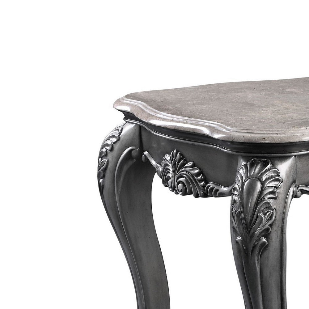 End Table with Marble Top and Queen Anne Legs, Gray - BM250188