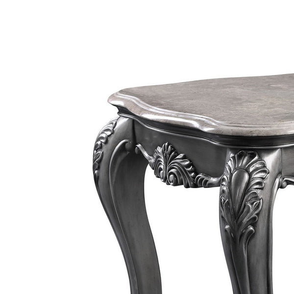 End Table with Marble Top and Queen Anne Legs, Gray - BM250188