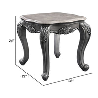 End Table with Marble Top and Queen Anne Legs, Gray - BM250188