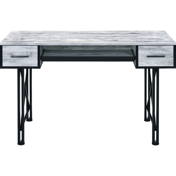 Computer Desk with 2 Drawers and Keyboard Tray, Gray and Black - BM250191