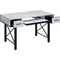 Computer Desk with 2 Drawers and Keyboard Tray, Gray and Black - BM250191