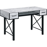 Computer Desk with 2 Drawers and Keyboard Tray, Gray and Black - BM250191