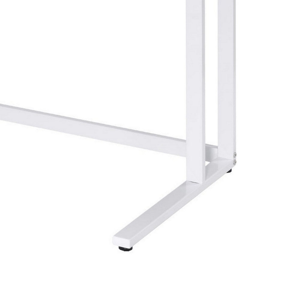 Writing Desk with Wooden Top and Built in USB Port, Brown and White - BM250192