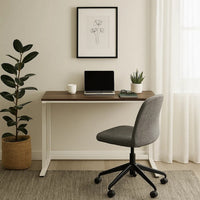 Writing Desk with Wooden Top and Built in USB Port, Brown and White - BM250192